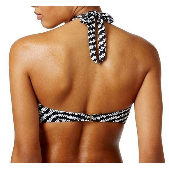 Bar III Feathered Daze Crossover High Neck Halter Bikini Swim Top Multi Large - Picture 4 of 8